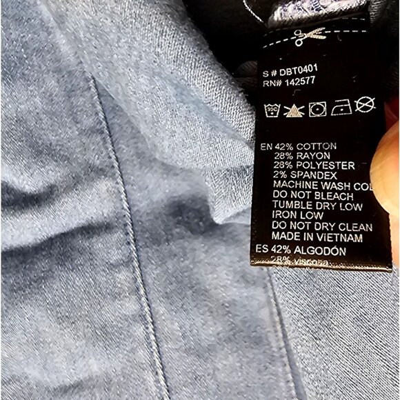 Denim Blue Womens Off-Shoulder Button-Up Bodysuit By Denim Blvd - Size S - Picture 7 of 10